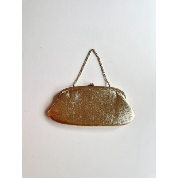 Vintage CINDERELLA Gold Lame Kiss Lock Evening Purse Clutch Bag - Picture 4 of 10